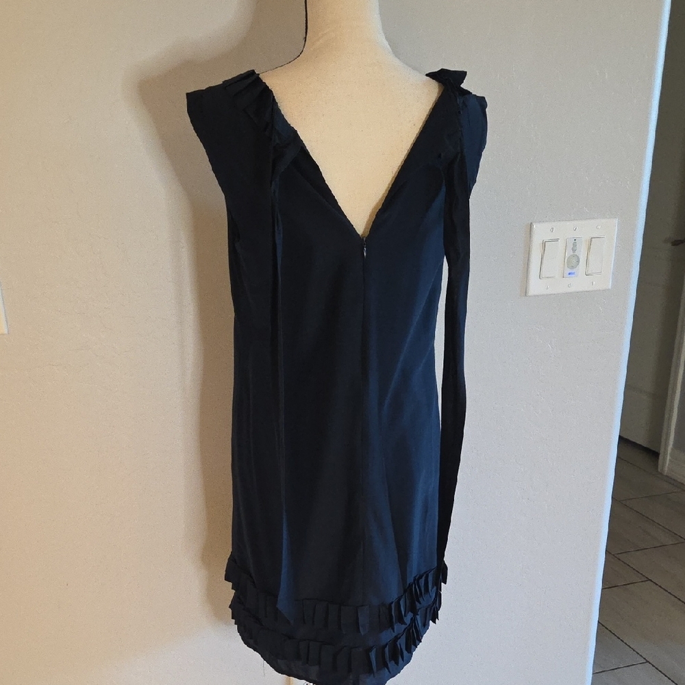 LOFT Women's Elegant Blue Sleeveless Shift Dress With Ruffle For Party Size 6 - Picture 8 of 8